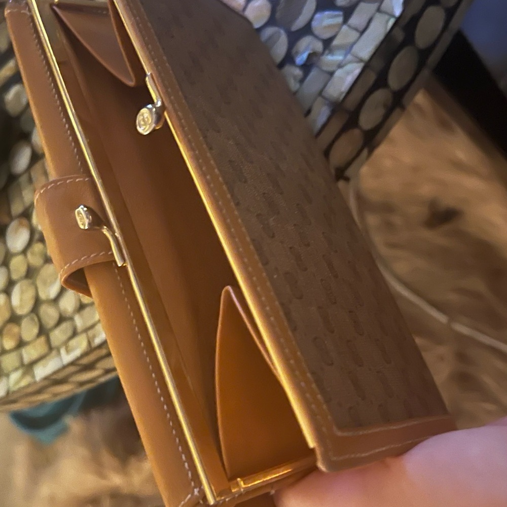 Gucci micro GG brown/beige leather and fabric wallet